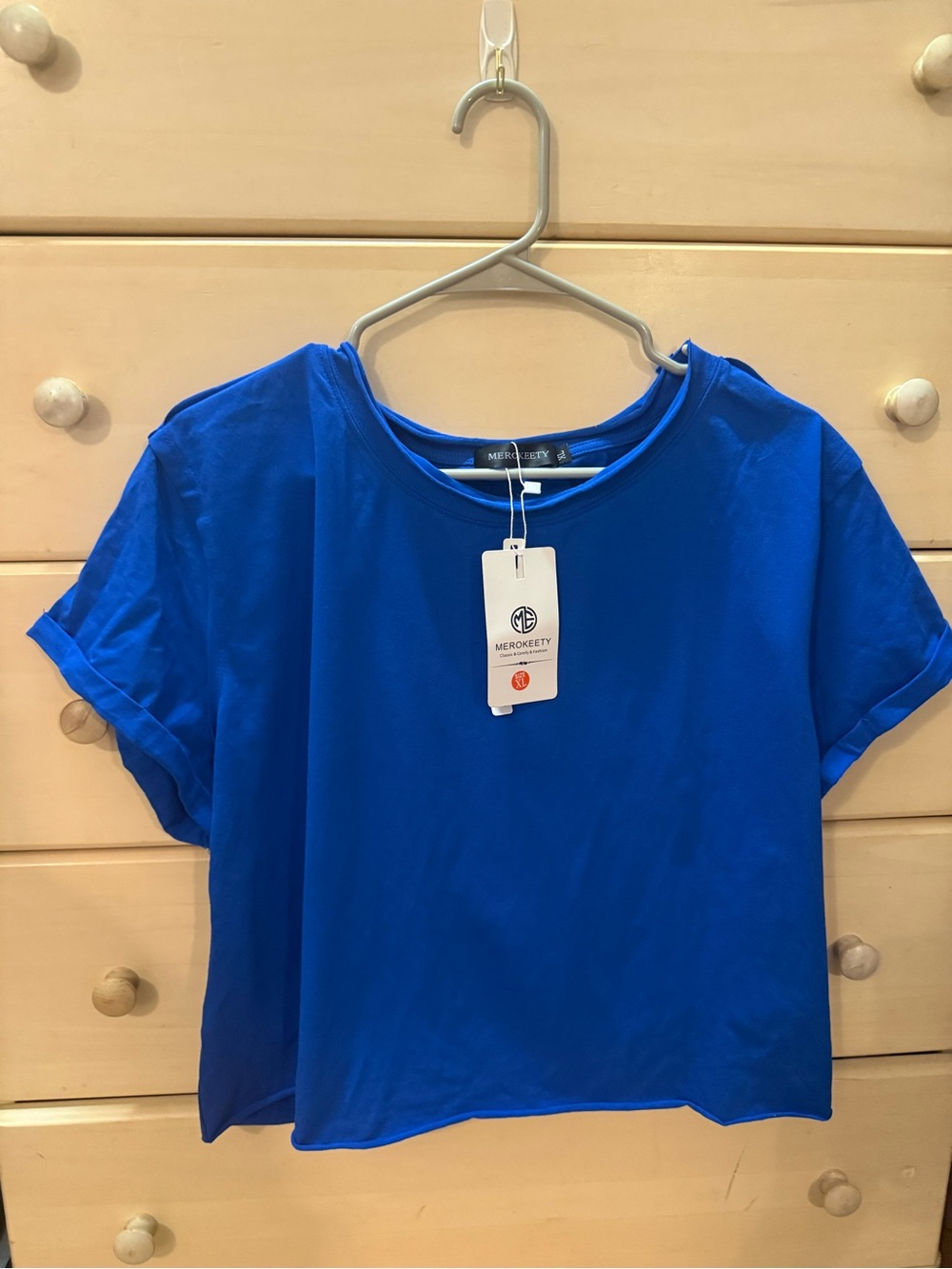MEROEEKETY Women's Royal Blue Short Sleeve Tee